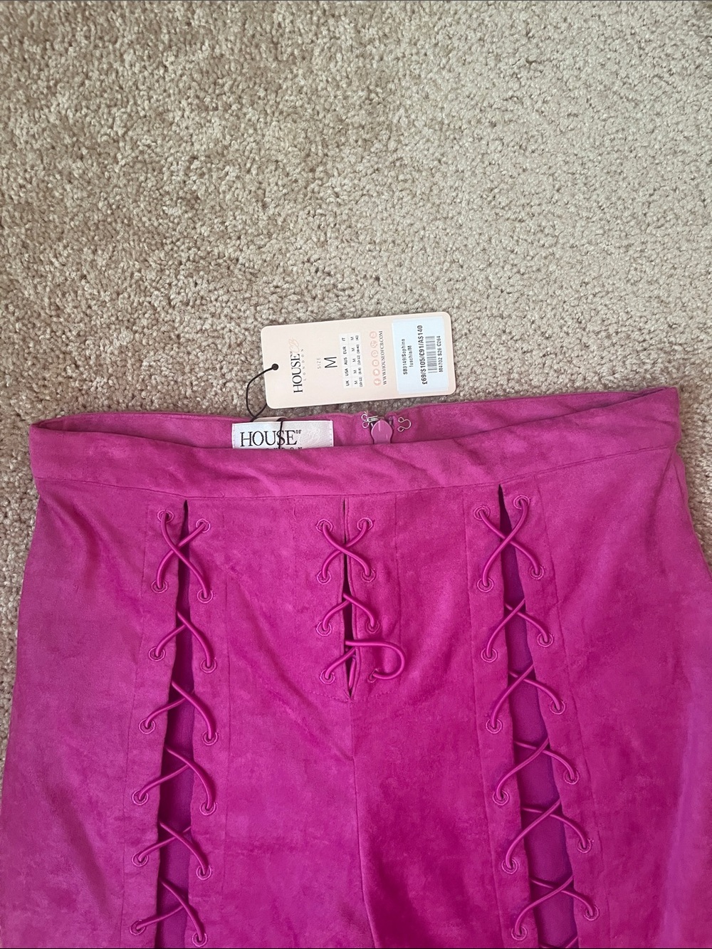 NWT House of CB Sophina Faux Suede Lace Up Pants - Picture 3 of 10